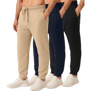 imageReal Essentials 3 Pack Mens Cotton Fleece Jogger Sweatpants  Casual Comfy Athletic Pants with Pockets Big ampamp TallSet 9