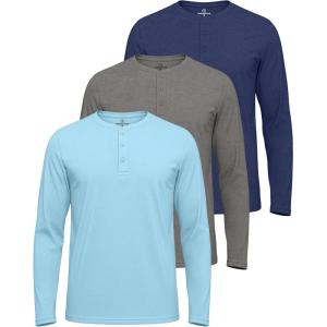 imageReal Essentials 3 Pack Mens Cotton Short ampamp Long Sleeve Henley TShirt Performance Activewear Available in Big ampamp TallLong Sleeve  Set 6