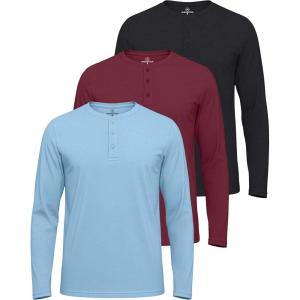 imageReal Essentials 3 Pack Mens Cotton Short ampamp Long Sleeve Henley TShirt Performance Activewear Available in Big ampamp TallLong Sleeve  Set 7