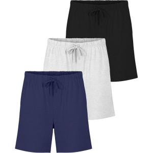 imageReal Essentials 3 PackMens Cotton UltraSoft Knit Sleep Pajama Shorts ampamp Lounge Wear Available In Big ampamp TallSet F