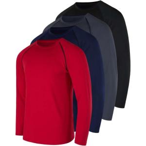 imageReal Essentials 4 Pack Mens Compression LongSleeve TShirt Athletic Cold Weather Baselayer Available in Big ampamp TallSet B