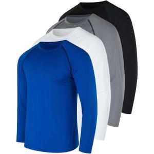 imageReal Essentials 4 Pack Mens Compression LongSleeve TShirt Athletic Cold Weather Baselayer Available in Big ampamp TallSet D