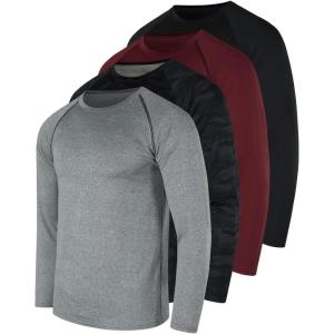 imageReal Essentials 4 Pack Mens Compression LongSleeve TShirt Athletic Cold Weather Baselayer Available in Big ampamp TallSet E