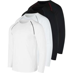 imageReal Essentials 4 Pack Mens Compression LongSleeve TShirt Athletic Cold Weather Baselayer Available in Big ampamp TallSet F