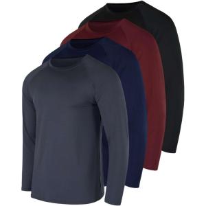 imageReal Essentials 4 Pack Mens Compression LongSleeve TShirt Athletic Cold Weather Baselayer Available in Big ampamp TallSet G