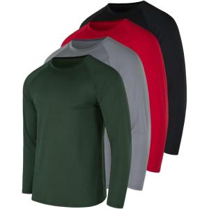 imageReal Essentials 4 Pack Mens Compression LongSleeve TShirt Athletic Cold Weather Baselayer Available in Big ampamp TallSet H