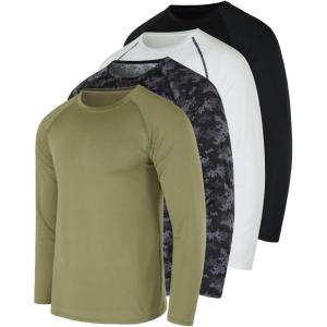 imageReal Essentials 4 Pack Mens Compression LongSleeve TShirt Athletic Cold Weather Baselayer Available in Big ampamp TallSet a