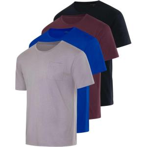 imageReal Essentials 4 Pack Mens Cotton Performance Short Sleeve Crew Neck Pocket TShirt Athletic Top Available in Big ampamp TallSet 10