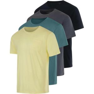 imageReal Essentials 4 Pack Mens Cotton Performance Short Sleeve Crew Neck Pocket TShirt Athletic Top Available in Big ampamp TallSet 11