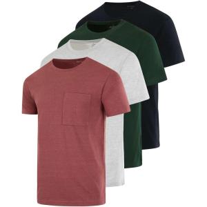 imageReal Essentials 4 Pack Mens Cotton Performance Short Sleeve Crew Neck Pocket TShirt Athletic Top Available in Big ampamp TallSet 4