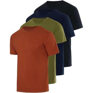 imageReal Essentials 4 Pack Mens Cotton Performance Short Sleeve Crew Neck Pocket TShirt Athletic Top Available in Big ampamp TallSet 9