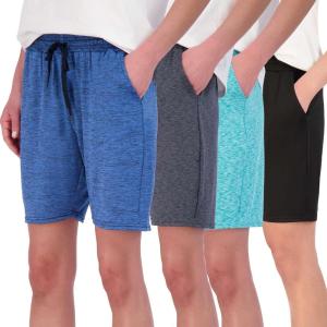 imageReal Essentials 4 Pack Womens DryFit Athletic 7quot Bermuda Long High Waisted Running Shorts Available in Plus SizeSet 4