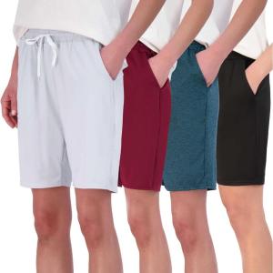 imageReal Essentials 4 Pack Womens DryFit Athletic 7quot Bermuda Long High Waisted Running Shorts Available in Plus SizeSet 7