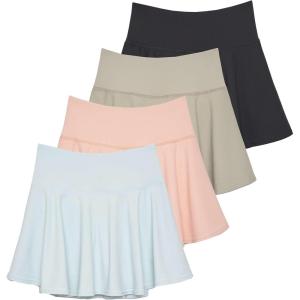 imageReal Essentials 4 Pack Womens Skater Pleated Tennis Skort  Skirt with Shorts Pockets Athletic Golf Workout PlusSet 4
