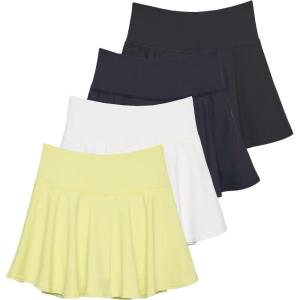 imageReal Essentials 4 Pack Womens Skater Pleated Tennis Skort  Skirt with Shorts Pockets Athletic Golf Workout PlusSet 7
