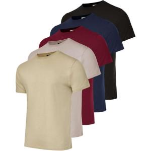 imageReal Essentials 5 Pack Mens 100 Cotton Casual TShirts Plain Jersey Shirts Fashion Tees Big ampamp Tall AvailableSet 1