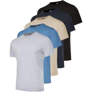 imageReal Essentials 5 Pack Mens 100 Cotton Casual TShirts Plain Jersey Shirts Fashion Tees Big ampamp Tall AvailableSet 2