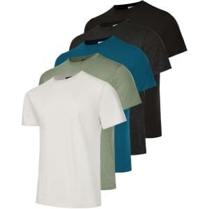 imageReal Essentials 5 Pack Mens 100 Cotton Casual TShirts Plain Jersey Shirts Fashion Tees Big ampamp Tall AvailableSet 6