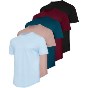 imageReal Essentials 5 Pack Mens 100 Cotton Hipster Curved Hem Droptail Tee  Premium Longline TShirts with Long Tail Drop CutSet 3