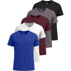 imageReal Essentials 5 Pack Mens Breeze Tech VNeck Dry Fit TShirts Moisture Wicking Athletic Workout ampamp Gym Shirts Big ampampTallSet 7
