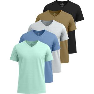 imageReal Essentials 5 Pack Mens Breeze Tech VNeck Dry Fit TShirts Moisture Wicking Athletic Workout ampamp Gym Shirts Big ampampTallSet 8