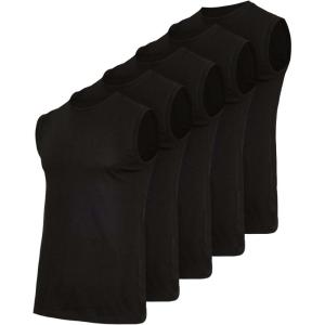 imageReal Essentials 5 Pack Mens Cotton Sleeveless Crewneck Tank Top Casual Shirts Tees Big ampamp Tall AvailableSet 1