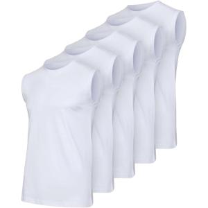 imageReal Essentials 5 Pack Mens Cotton Sleeveless Crewneck Tank Top Casual Shirts Tees Big ampamp Tall AvailableSet 3