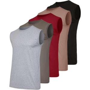 imageReal Essentials 5 Pack Mens Cotton Sleeveless Crewneck Tank Top Casual Shirts Tees Big ampamp Tall AvailableSet 5