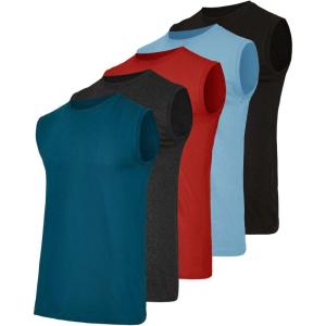 imageReal Essentials 5 Pack Mens Cotton Sleeveless Crewneck Tank Top Casual Shirts Tees Big ampamp Tall AvailableSet 6