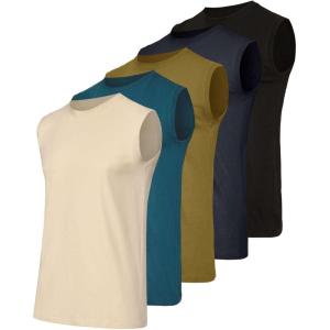 imageReal Essentials 5 Pack Mens Cotton Sleeveless Crewneck Tank Top Casual Shirts Tees Big ampamp Tall AvailableSet 7