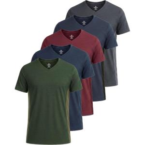 imageReal Essentials 5 Pack Mens VNeck DryFit Moisture Wicking Active Athletic Tech Performance TShirtSet 11
