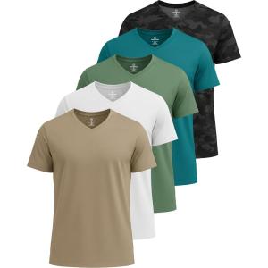 imageReal Essentials 5 Pack Mens VNeck DryFit Moisture Wicking Active Athletic Tech Performance TShirtSet 13