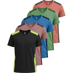 imageReal Essentials 5 Pack Mens VNeck DryFit Moisture Wicking Active Athletic Tech Performance TShirtSet 14