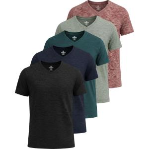 imageReal Essentials 5 Pack Mens VNeck DryFit Moisture Wicking Active Athletic Tech Performance TShirtSet 15
