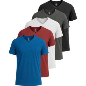 imageReal Essentials 5 Pack Mens VNeck DryFit Moisture Wicking Active Athletic Tech Performance TShirtSet 2