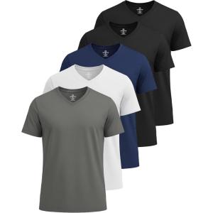 imageReal Essentials 5 Pack Mens VNeck DryFit Moisture Wicking Active Athletic Tech Performance TShirtSet 3