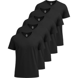 imageReal Essentials 5 Pack Mens VNeck DryFit Moisture Wicking Active Athletic Tech Performance TShirtSet 6