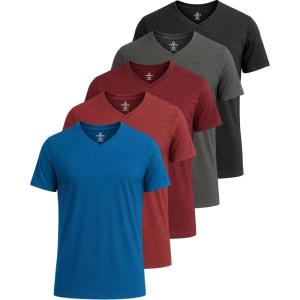 imageReal Essentials 5 Pack Mens VNeck DryFit Moisture Wicking Active Athletic Tech Performance TShirtSet 9
