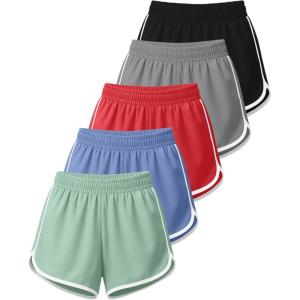 imageReal Essentials 5 Pack Womens DryFit Dolphin Shorts  Athletic Running Workout Gym Lounge Active Casual Plus AvailableSet 8