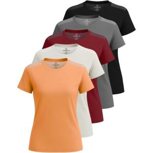 imageReal Essentials 5 Pack Womens Short Sleeve Mesh Insert TShirts Athletic Tops Gym Workout Yoga Tennis Activewear PlusSet 6