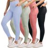 imageReal Essentials 4Pack Womens Full Length Fitted Athletic Yoga Performance Leggings with Pockets Available in Plus SizeSet 4