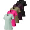 imageReal Essentials 5 Pack Womens Short Sleeve Split Hem VNeck TShirts Athletic Tops Gym Workout Yoga Activewear PlusSet 4