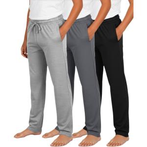 imageReal Essentials 3 Pack Boys Soft Pajama Pants  Sleepwear Lounge Bottoms for Kids Teens Youth with PocketsSet 3