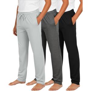imageReal Essentials 3 Pack Boys Soft Pajama Pants  Sleepwear Lounge Bottoms for Kids Teens Youth with PocketsSet 5