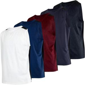 imageReal Essentials 5 Pack Boys DryFit Active Athletic Performance Tank TopSet 3