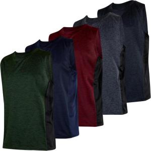 imageReal Essentials 5 Pack Boys DryFit Active Athletic Performance Tank TopSet 4