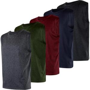 imageReal Essentials 5 Pack Boys DryFit Active Athletic Performance Tank TopSet 7