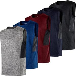 imageReal Essentials 5 Pack Boys DryFit Active Athletic Performance Tank TopSet 8