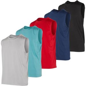 imageReal Essentials 5 Pack Boys DryFit Active Athletic Performance Tank TopSet 9