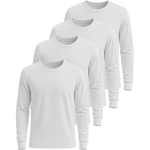 imageReal Essentials 4 Pack Mens Cotton Long Sleeve Crew Neck TShirt  Soft Work Casual Jersey TeesSet 5